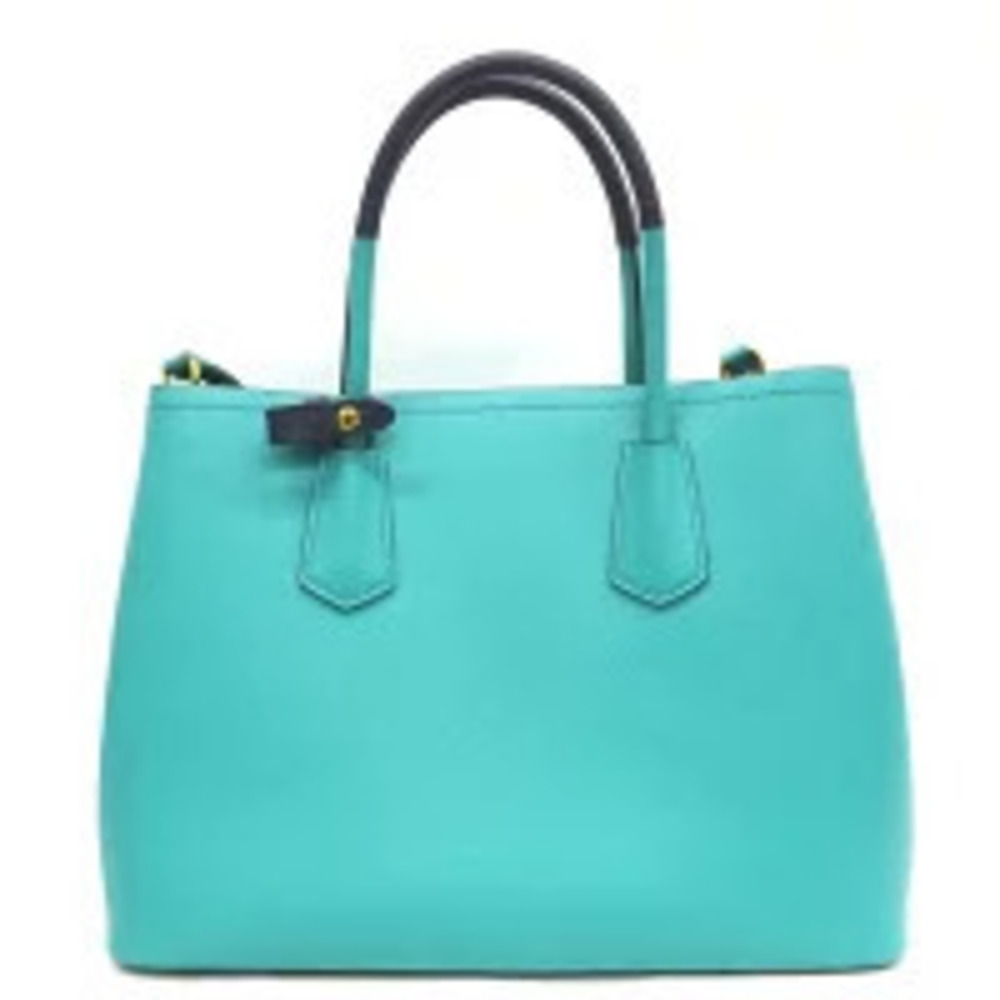 Prada Saffiano Double Bag Leather Tote Bicolor